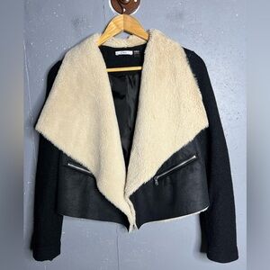 Dex Faux Fur Black Open Jacket.  Size S